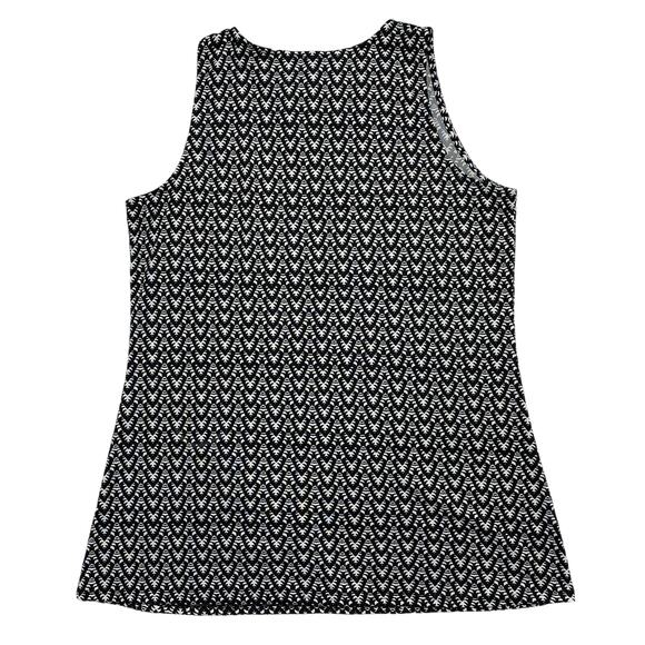 LINDA LEAL Black White Zig Zag Print Sleeveless Tank Size Large #MITU5325 - Picture 4 of 9